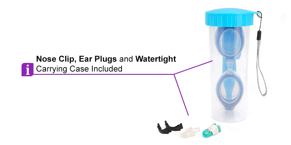 Pismo Prescription Swimming Goggle - Blue Swimming Glasses - Nose Clip, Ear Plugs And Watertight Case Included - Image 5