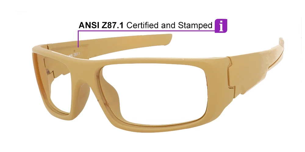 Fusion Amarillo Prescription Safety Glasses Almond -- ANSI Z87.1 Rated - Image 8