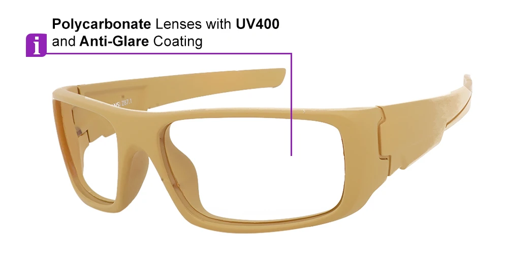 Fusion Amarillo Prescription Safety Glasses Almond -- ANSI Z87.1 Rated - Image 10