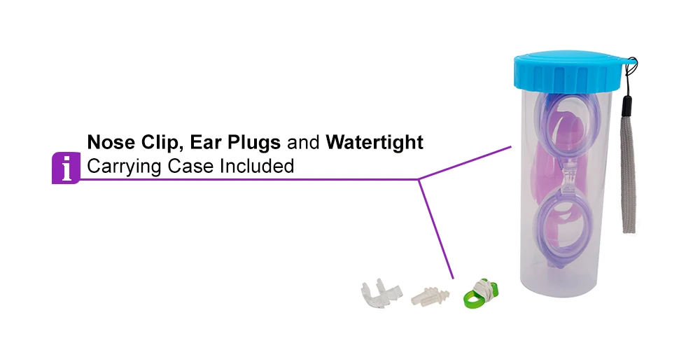 Pismo Prescription Swimming Goggle - Purple Swimming Glasses - Nose Clip, Ear Plugs And Watertight Case Included - Image 6