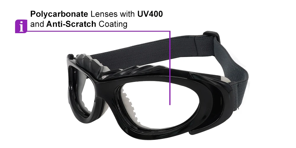 Robson Black Prescription Sports Goggles - Soft Gel Padding - Soccer, Football, Basketball, Baseball - Image 5