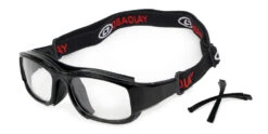 Alberta Black Prescription Sports Goggles - Interchangeable Temple Arms And Headband - Soccer, Basketball, Baseball