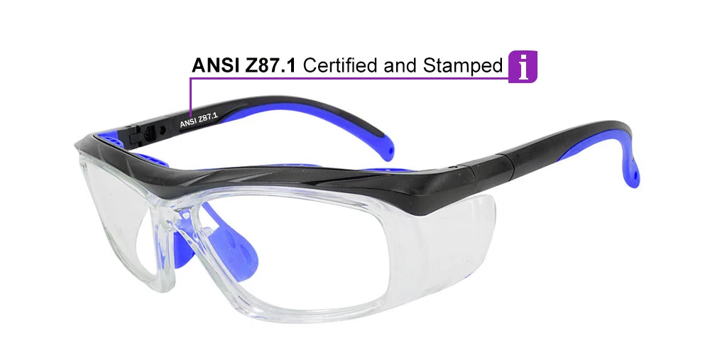 Fusion Plano Prescription Safety Glasses Blue - ANSI Z87.1 Certified Stamped - Image 5
