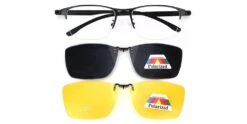 Evans Polarized Clip On Prescription Sunglasses Black - 2 Clips